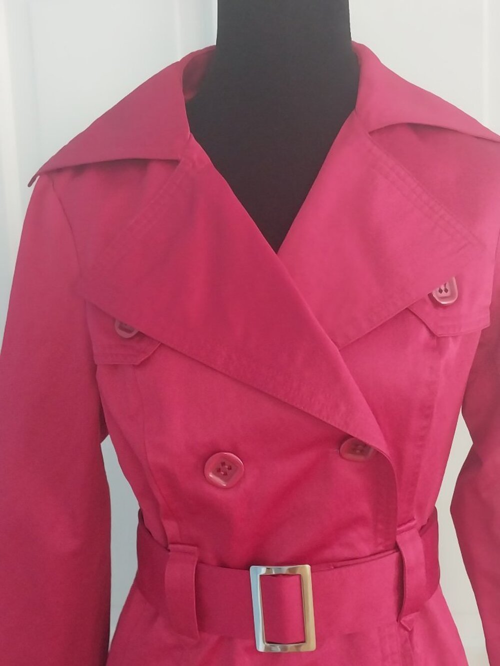 Stunning Red Raspberry Trench Coat - Picture 2 of 8